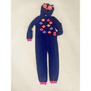 Cat & Jack One Piece Owl‎ Pajama Girls Size 10 / 12 Open Feet Zip Up Purple Pink